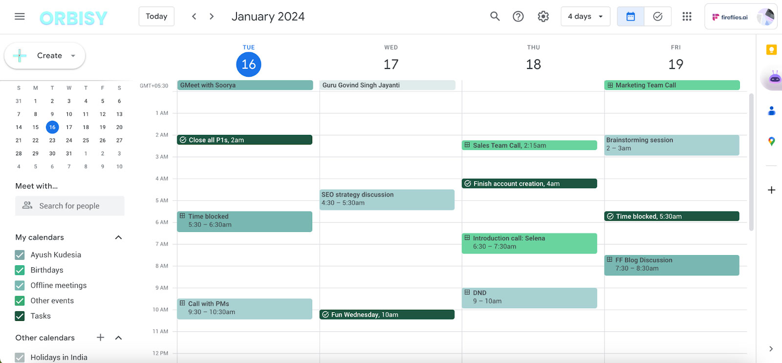 Orbisy Calendar Interface